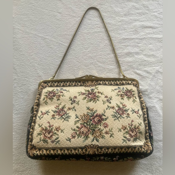Vintage Floral Tapestry Kiss Lock Mini Handbag - Picture 2 of 14